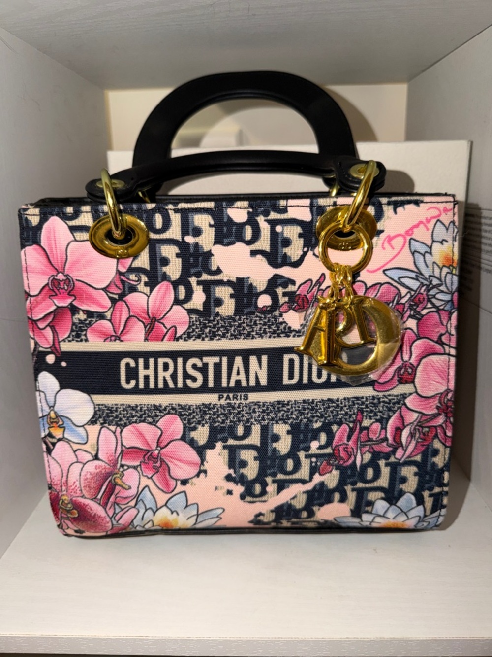 Pink Floral Mini Book Tote Bag